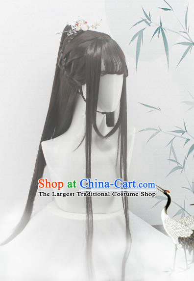 Chinese Ancient Court Princess Wigs Headwear Traditional Jin Dynasty Hanfu Hairpieces Cosplay Palace Beauty Hair Accessories