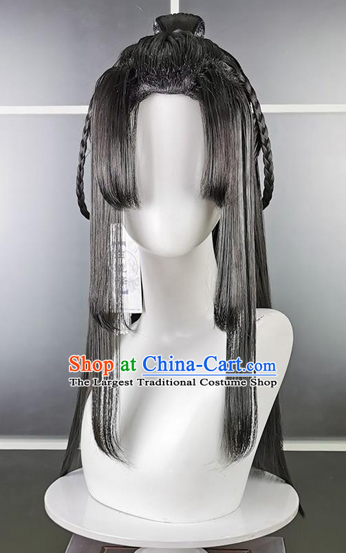 Chinese Cosplay Penglai Prince Hairpieces Traditional JX Online Young Knight Wigs Headdress Ancient Swordsman Hair Accessories