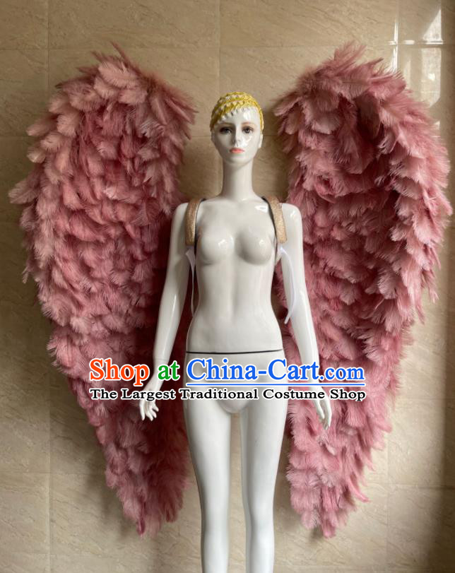 Top Stage Show Giant Angel Wings Miami Catwalks Accessories Brazil Parade Back Decorations Halloween Cosplay Pink Feather Wing Props