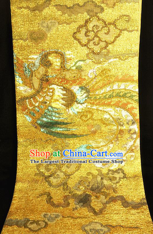 Japanese Classical Phoenix Pattern Golden Brocade Belt Handmade Kimono Nishijin Waistband Traditional Yukata Robe Girdle Accessories