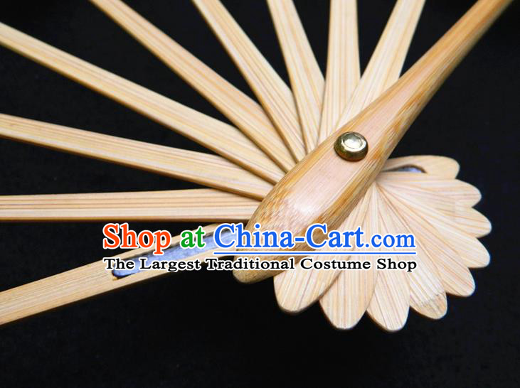 Japan Geisha Performance Accordion Classical Light Golden Folding Fan Traditional Dance Fan Handmade Bamboo Craft Fans