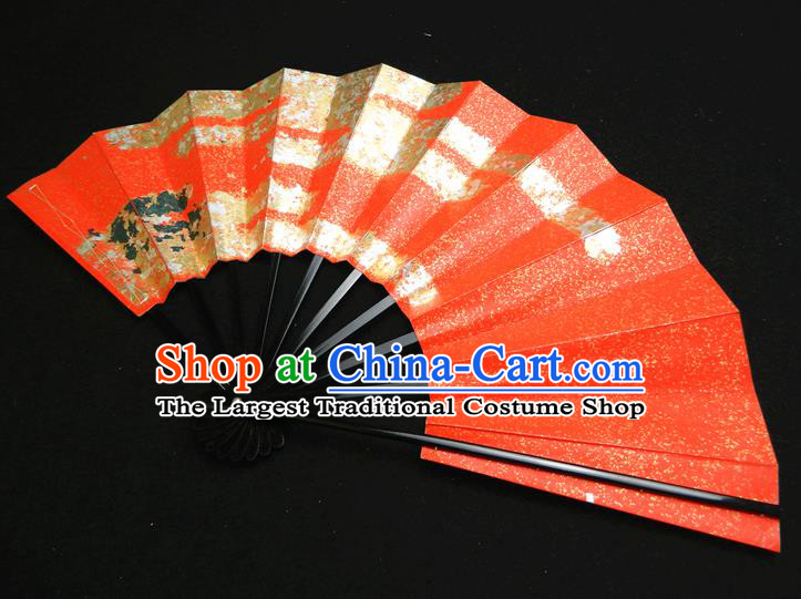 Japan Handmade Ebony Craft Fans Geisha Performance Accordion Classical Red Folding Fan Traditional Dance Fan