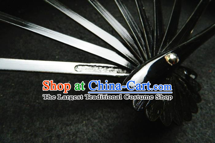 Japan Handmade Craft Fans Kimono Blue Accordion Geisha Dance Folding Fan Traditional Stage Performance Fan