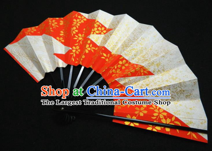 Japan Traditional Court Paper Fan Handmade Craft Sakura Fans Kimono Performance Accordion Geisha Dance Folding Fan