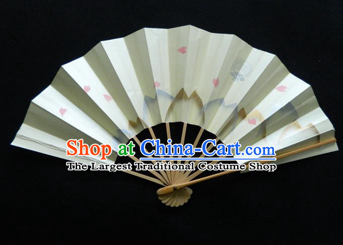 Japan Handmade Bamboo Fan Traditional Dance Folding Fan Geisha Performance Sakura Painting Fan Woman Accordion