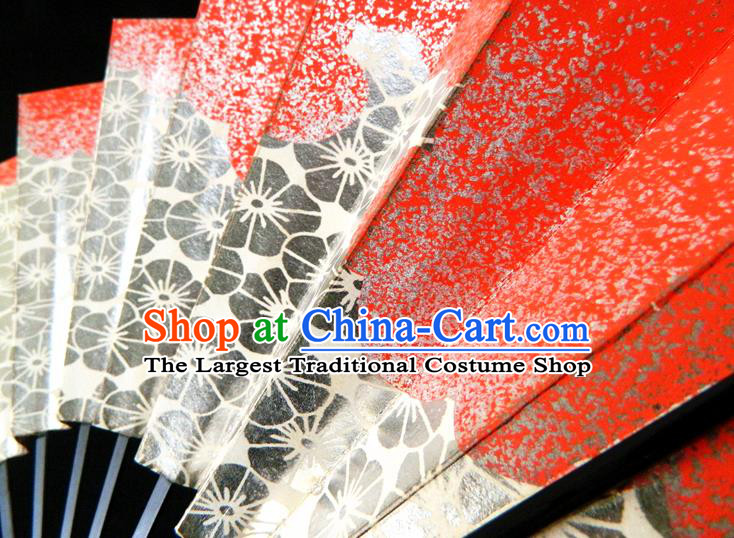 Japan Traditional Dance Folding Fan Geisha Performance Fan Woman Plum Pattern Accordion Handmade Ebony Fan
