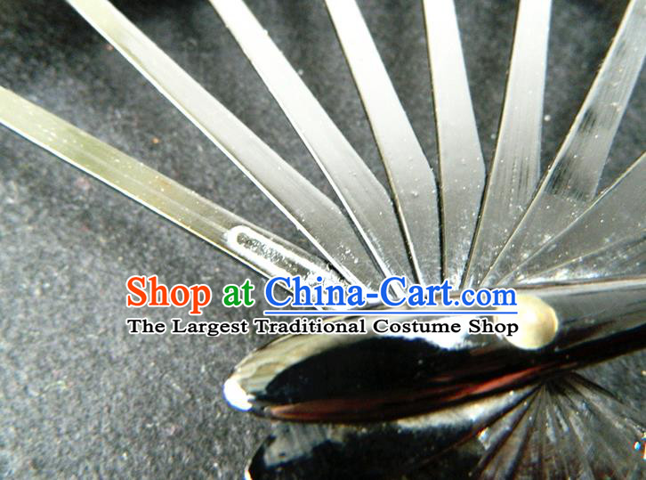 Japan Traditional Dance Folding Fan Geisha Performance Fan Woman Plum Pattern Accordion Handmade Ebony Fan