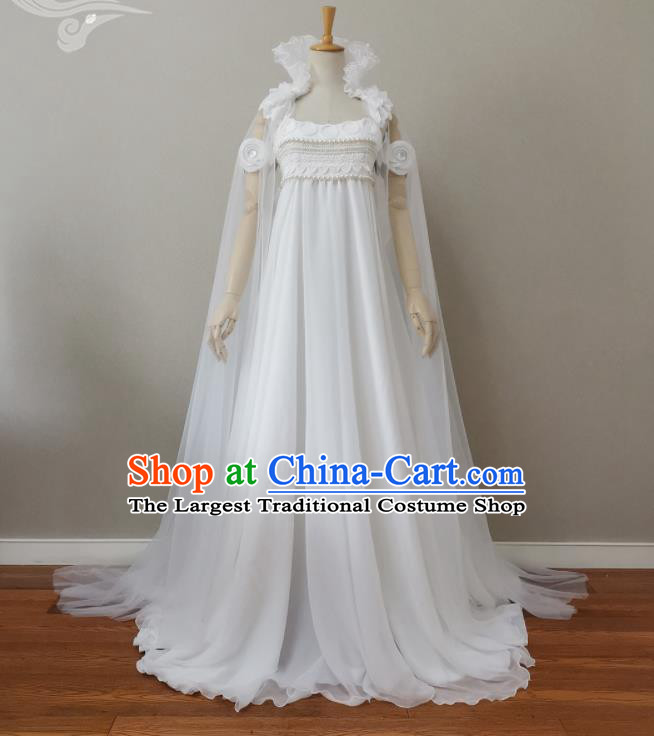 Top Magic Princess Clothing Cosplay Female Warrior White Dress Halloween Fancy Ball Garment Costume