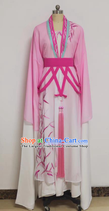 China Ancient Country Woman Clothing Shaoxing Opera Diva Pink Dress Peking Opera Hua Tan Garment Costumes