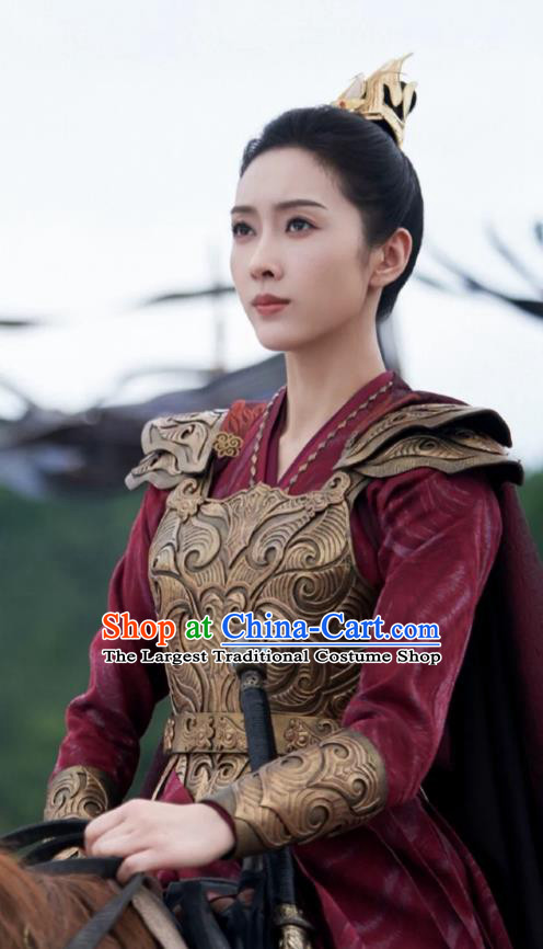 Chinese Ancient Female General Armor Clothing Wuxia TV Series Qie Shi Tian Xia Feng Qi Wu Dresses Woman Warrior Swordsman Garment Costumes