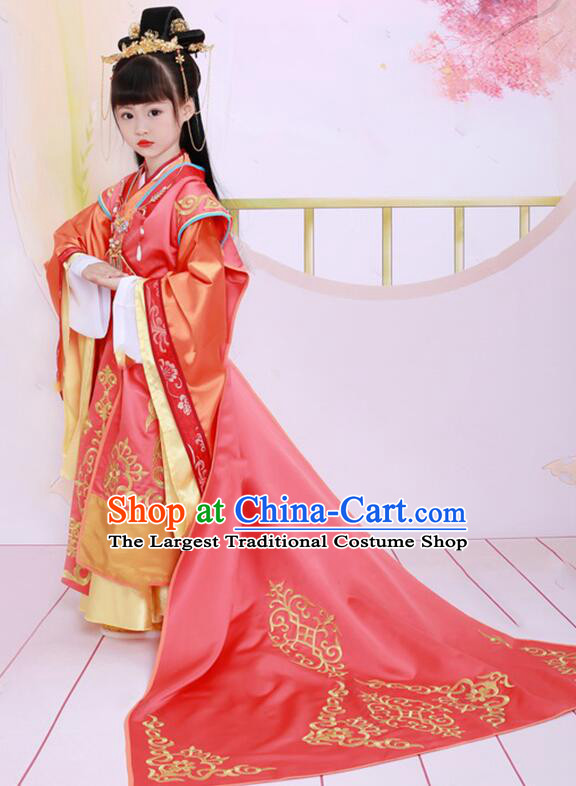 Chinese Han Dynasty Princess Clothing  Ancient Empress Garment Costume Court Trailing Red Dress