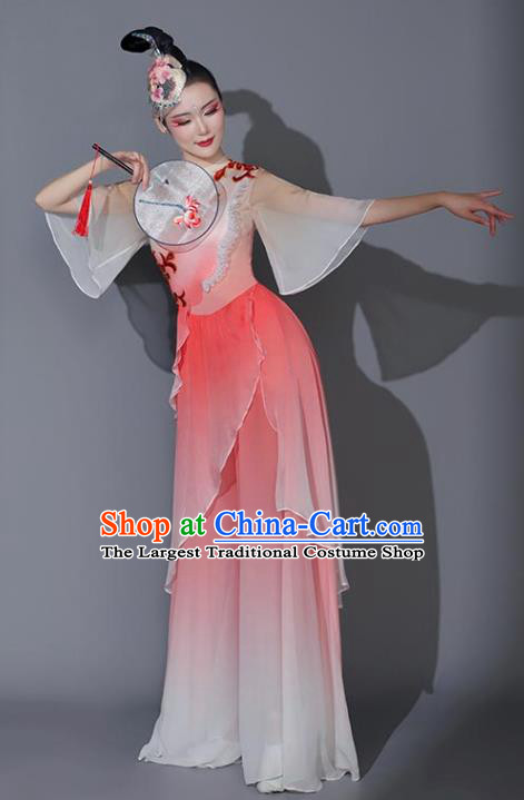 Chinese Beauty Dance Costumes Fan Dance Pink Outfit Women Group Dance Clothing Classical Dance Garment