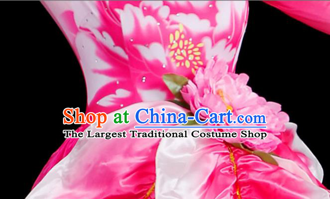 Chinese Stage Performance Costume Opening Dance Pink Dress Women Group Dance Outfit Flower Dance Clothing