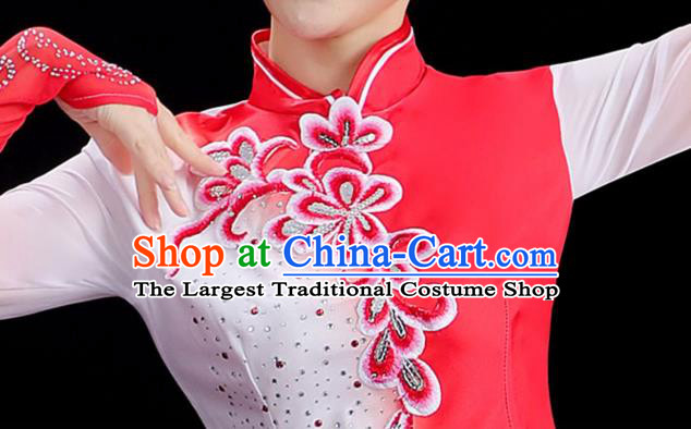 Chinese Yangko Dance Costume Stage Performance Dress Folk Dance Clothing Fan Dance Red Outfit