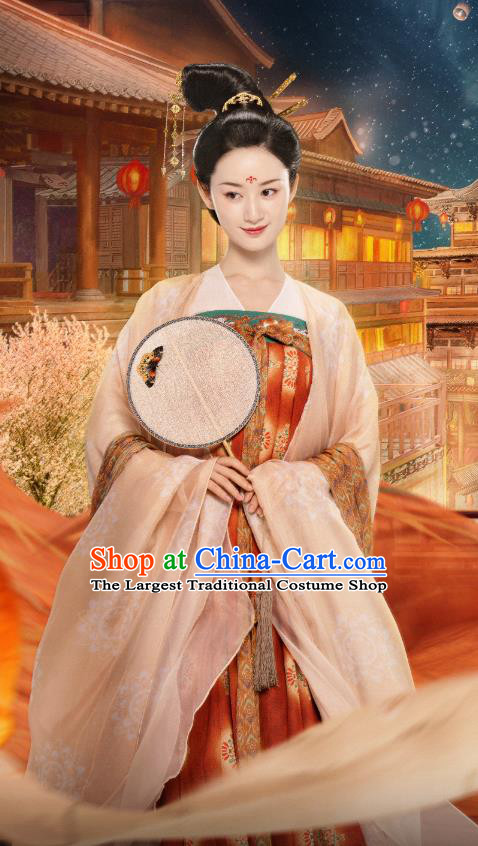 Chinese Ancient Palace Beauty Garment Costumes Traditional Tang Dynasty Hanfu Dress TV Series Love Between Fairy and Devil Xie Wan Qing Clothing