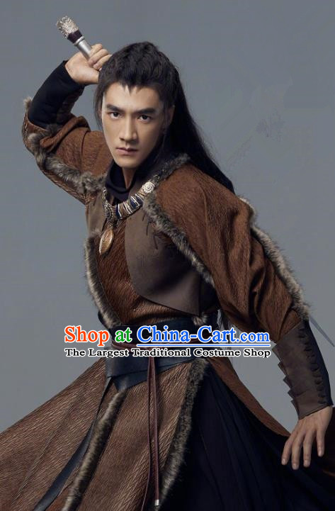 Chinese Ancient TV Series Young Warrior Clothing The Blue Whisper Li Shu Garment Costumes Swordsman Brown Dresses