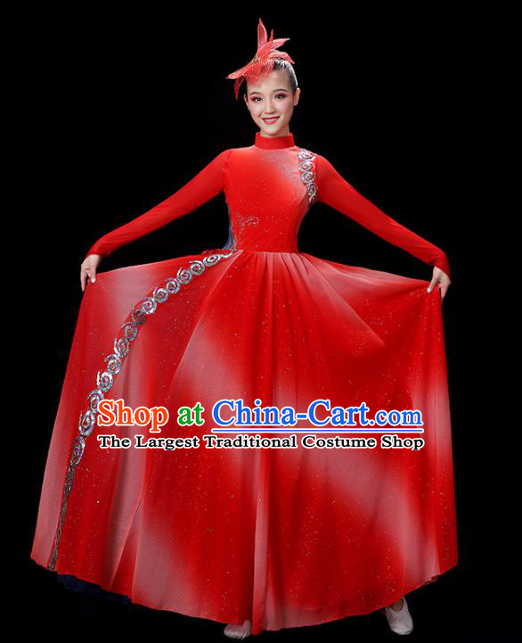 Professional Opening Dance Red Dress Modern Dance Garment Costume Stage Performance Clothing