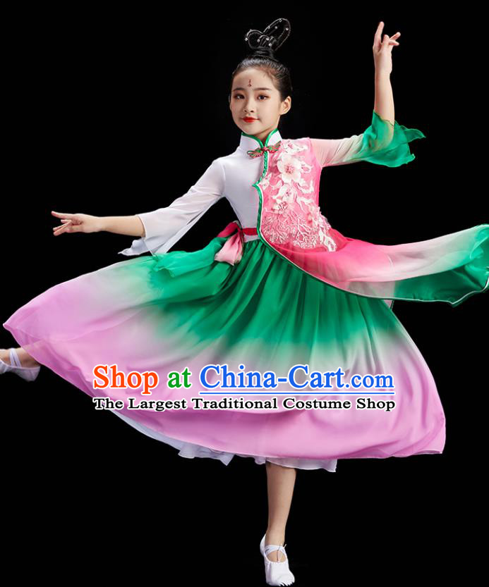 Chinese Umbrella Dance Costume Stage Performance Dress Fan Dance Garment Children Group Dance Clothing