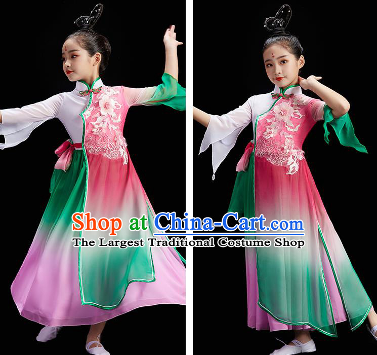 Chinese Umbrella Dance Costume Stage Performance Dress Fan Dance Garment Children Group Dance Clothing