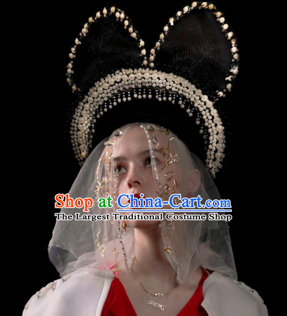 Top Baroque Top Hat Handmade Pearls Headdress Party Goddess Royal Crown Headwear