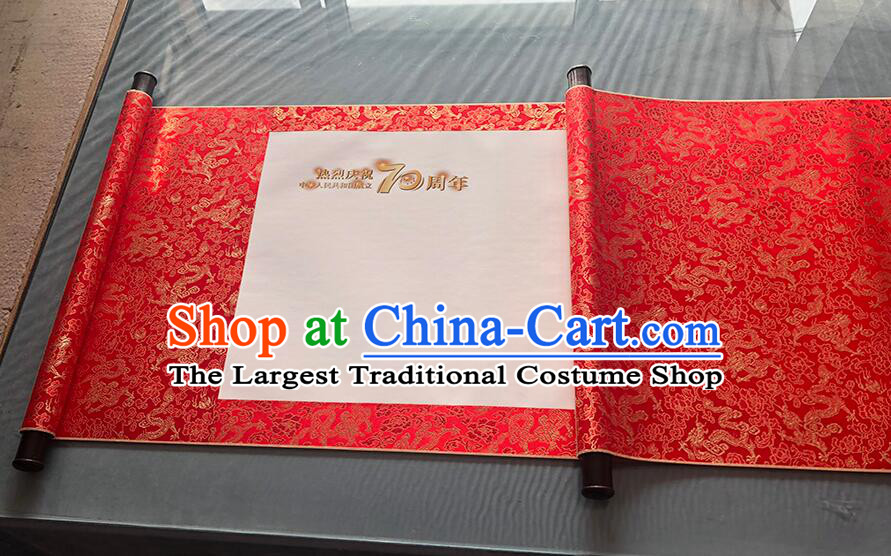Chinese 2 Meters Long Classical Wedding Guest Signatures Cloth Scroll