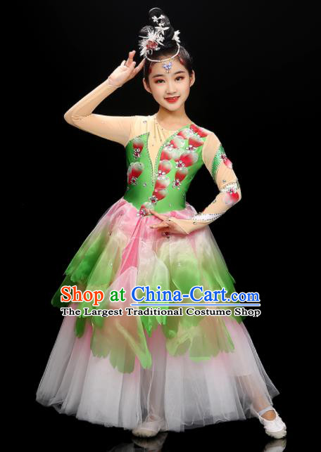 Chinese Children Flowers Dance Clothing Opening Dance Garment Costume Chorus Singing Dress Classical Dancewear