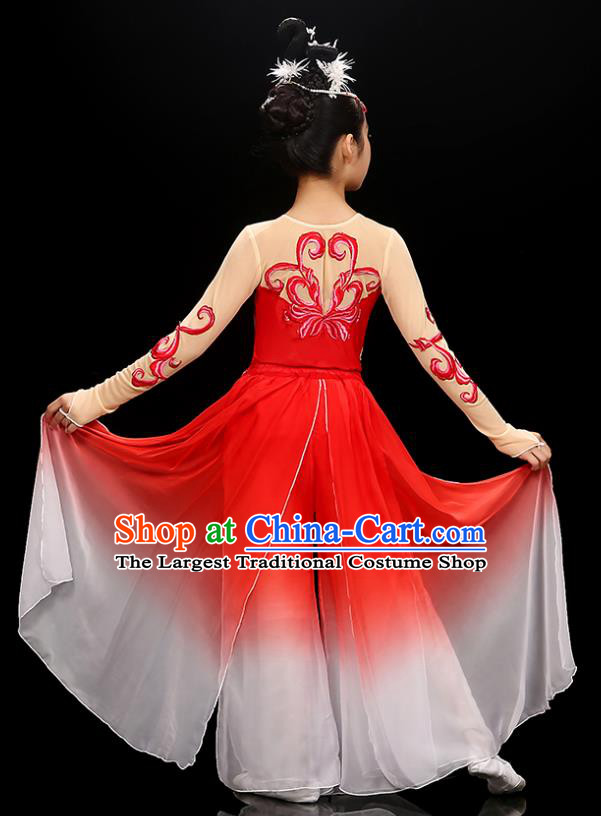Chinese Traditional Dancewear Children Folk Dance Clothing Yangko Dance Garment Costume Fan Dance Red Uniform