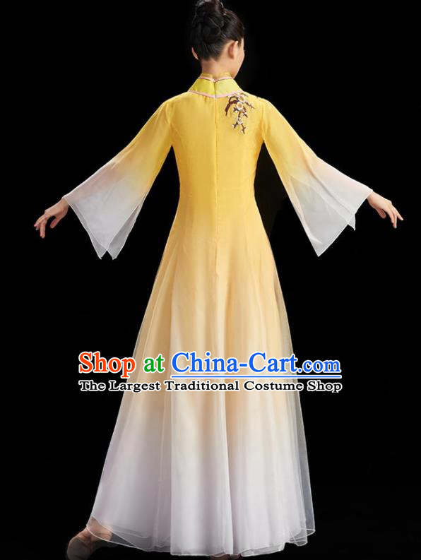 Chinese Fan Dance Outfit Classical Dance Garment Costume Umbrella Dance Yellow Dress Women Group Dance Clothing