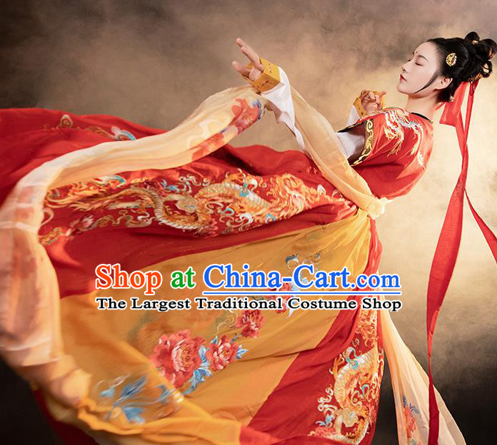 China Traditional Embroidered Hanfu Dress Tang Dynasty Princess Garment Costumes Ancient Goddess Clothing