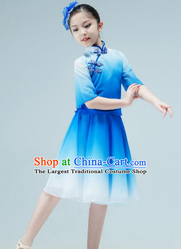 Chinese Classical Dance Clothing Stage Performance Costume Children Dance Blue Dress Ballet Dance Garment