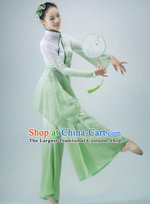 Chinese Yangko Dance Garment Classical Dance Clothing Yangge Performance Costume Women Dance Green Outfit