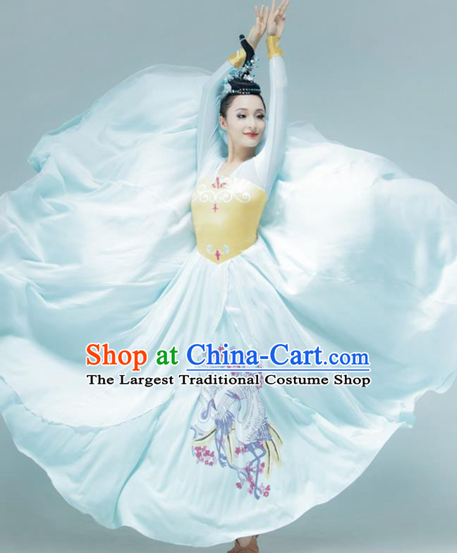 Chinese Han Tang Dance Clothing Stage Performance Costume Classical Dance Light Blue Dress Women Group Dance Garment