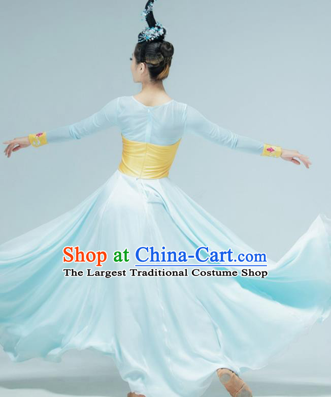 Chinese Han Tang Dance Clothing Stage Performance Costume Classical Dance Light Blue Dress Women Group Dance Garment