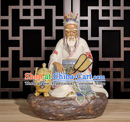 Handmade Shi Wan Porcelain Craft 14 inches Chinese Ceramic Tai Shang Lao Jun Statue