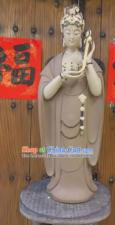 Chinese Mother Buddha Porcelain Arts Handmade Shi Wan Guan Yin Ceramic Figurine 28 inches Standing Guanyin Statue