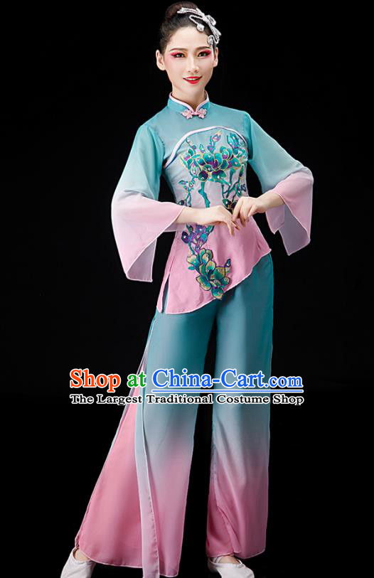 Chinese Folk Dance Gradient Outfit Women Group Dance Costume Yangko Dance Clothing