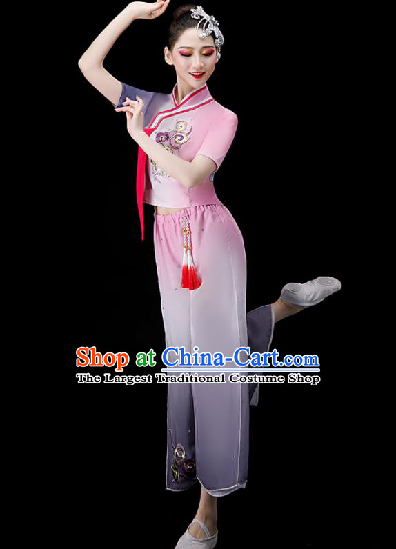 Chinese Stage Performance Clothing Folk Dance Dance Pink Outfit Yangko Dance Costume