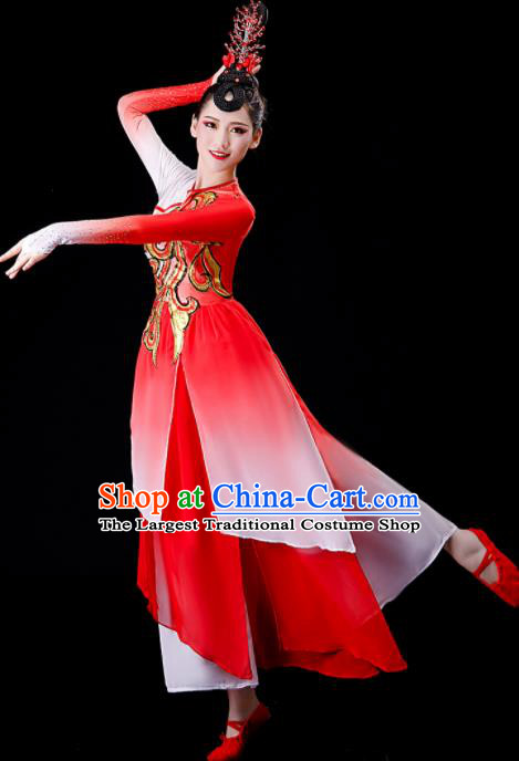 Chinese Yangko Dance Costume Stage Performance Clothing Umbrella Dance Red Outfit