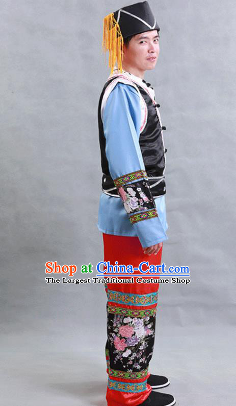 Chinese Hmong Ethnic Male Folk Dance Costume Festival Stage Performance Clothing Miao Nationality Dance Outfit