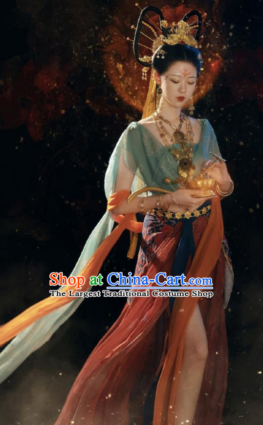 Chinese Ancient Moon Fairy Clothing Dunhuang Flying Apsaras Dress Classical Dance Garment Costumes
