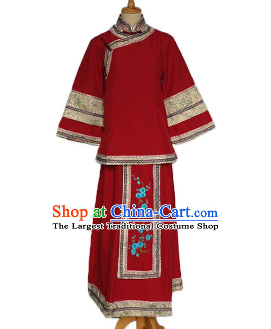 Chinese Ancient Noble Woman Costumes Traditional Wedding Garments Republican Fairlady Red Clothing