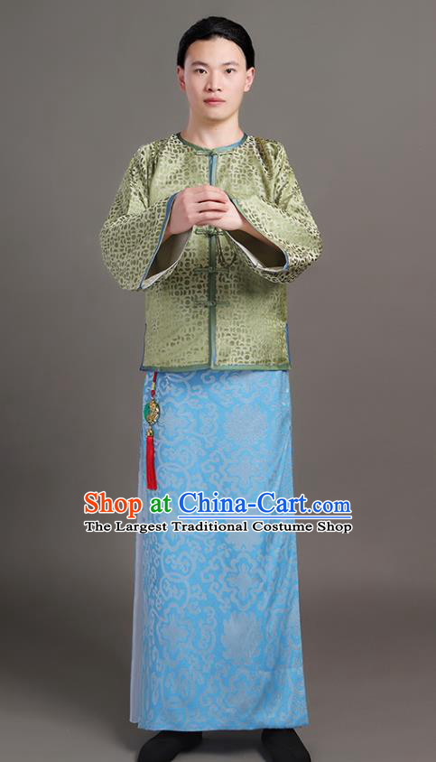 Chinese Qing Dynasty Rich Man Garments Ancient Landlord Clothing Traditional Costumes