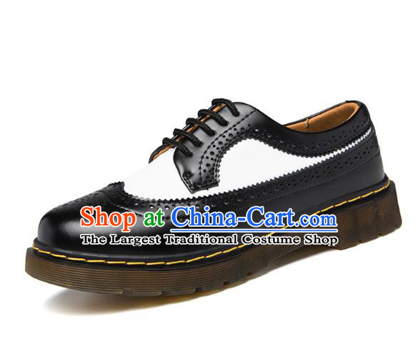 Top Handmade Leather Shoes England Classical Shoes White and Black Colors Matching SHoes