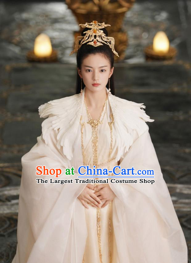 Chinese TV Series Ancient Love Poetry Feng Ran White Dress Goddess Garment Costumes Heaven Queen Clothing