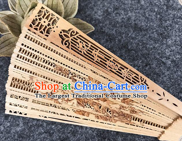 Chinese Sandalwood Fan Traditional Folding Fans Carved Peony Fan Handmade Women Accordion