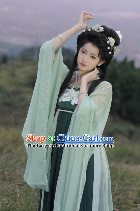 Chinese Ancient Court Beauty Clothing Tang Dynasty Princess Garment Costumes Traditional Green Hanfu Dress