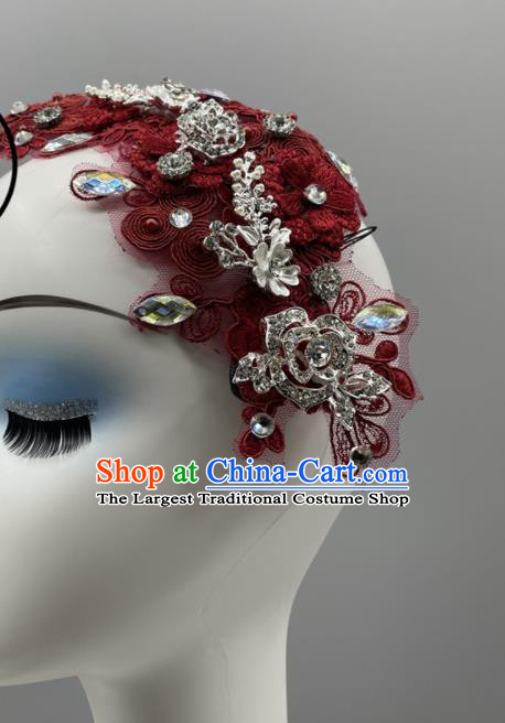 China Folk Dance Hair Jewelry Jiaozhou Yangko Dance Red Headpiece Stage Performance Headwear