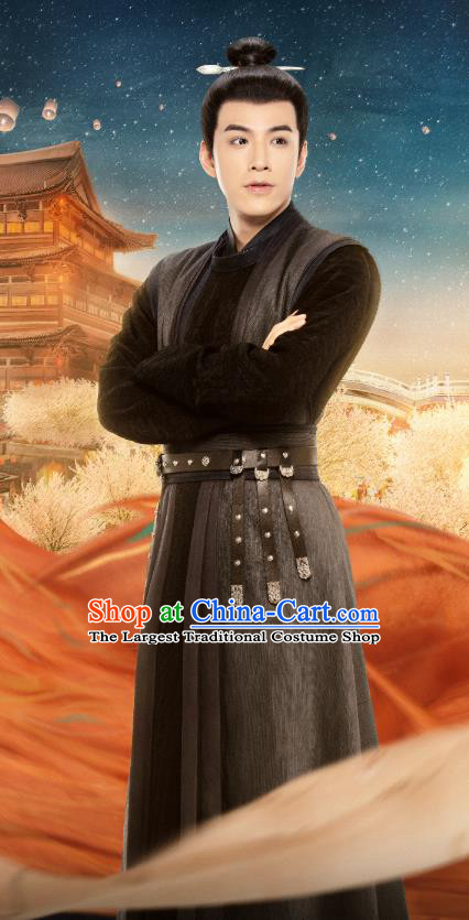 Chinese Ancient Young Hero Costumes Tang Dynasty Swordsman Clothing Love Between Fairy and Devil Shang Que Black Garments