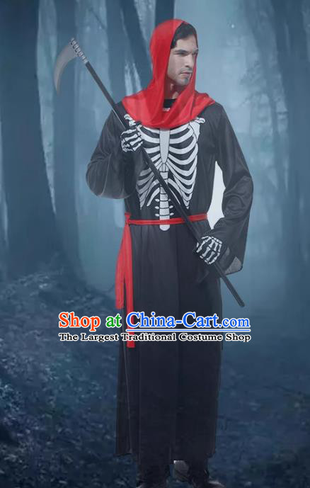 Top Cosplay Ghost Black Robe Fancy Ball God of Death Clothing Halloween Demon Costume