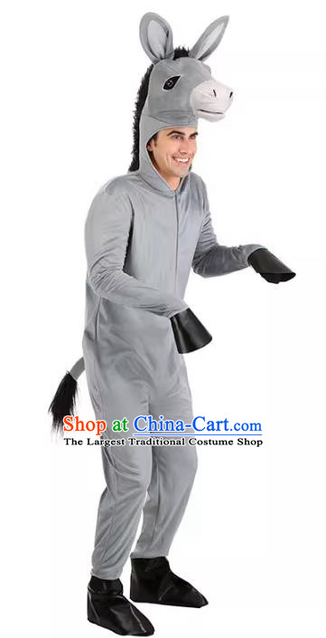 Top Stage Performance Animal Clothing Cosplay Donkey Grey Outfit Halloween Party Costume